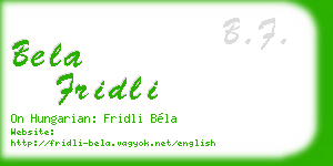 bela fridli business card
